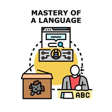 Mastering a foreign language with digital learning and artificial intelligenc Stock Illustration