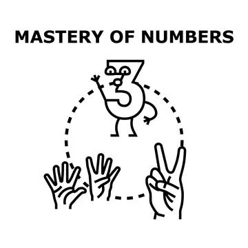 Mastering numbers concept with hands counting Stock Illustration
