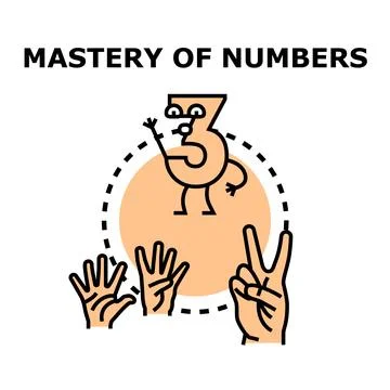 Mastering numbers concept with hands counting Stock Illustration