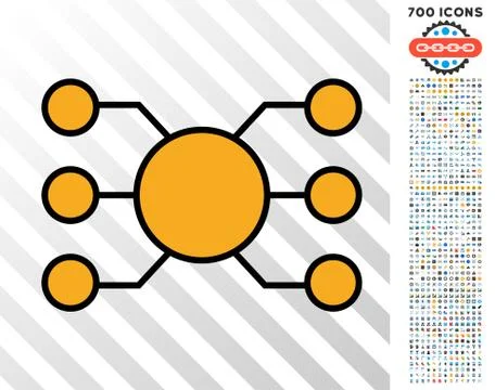 Masternode Nodes Flat Icon with Bonus Illustrazione stock