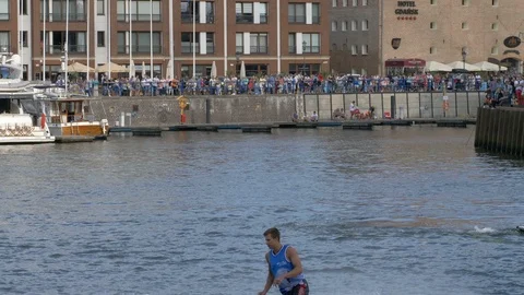 Masters,flyboard acrobatics show, dynamic tricks, -August 2018,Gdansk,Poland Stock-Footage 96341446