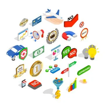 Mastery icons set, isometric style Illustrazione stock