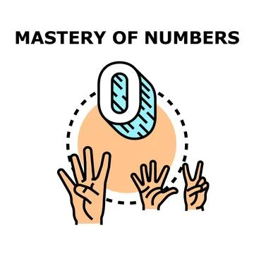 Mastery of numbers learning concept vector line illustration Stock Illustration