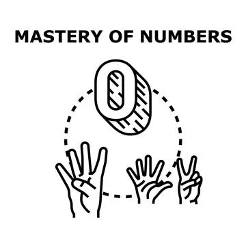Mastery of numbers learning concept vector line illustration Stock Illustration