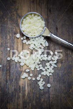 Mastic, Resin from mastic tree, Pistacia lentiscus, Chios tears on spoon Stock Photos