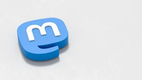 Mastodon Logo on Gray Background with Copy Space Stock Illustration