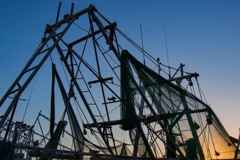 Masts and Nets Silhouette Stock Photos