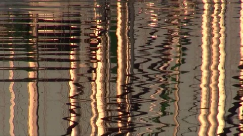 Masts are reflected in water Stock Footage 84380898