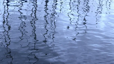 Masts of boats reflected in the water Video stock 99143910