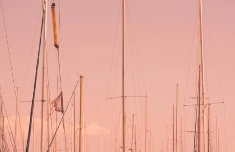 Masts in marina Stock Photos