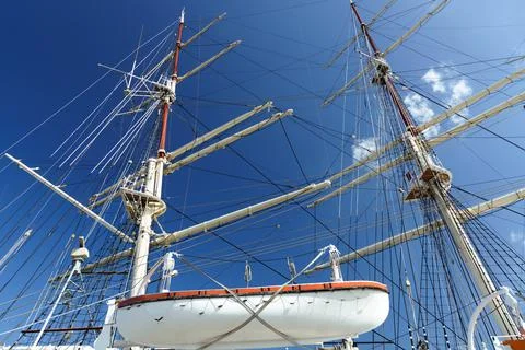 Masts of old sailing ship Foto stock