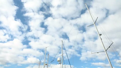 Masts of sailing boats docked Stock Footage 60391162