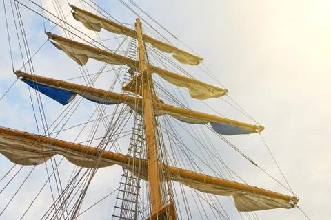 Masts of a sailing old ship Foto stock