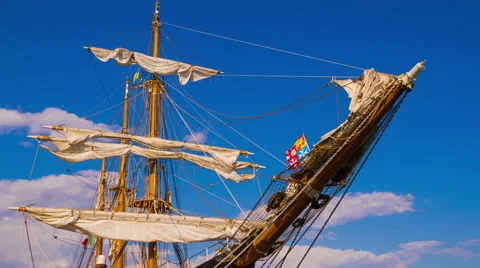 The Masts of Sailing Ship. Stock Footage 67368934