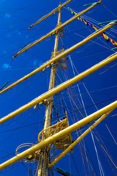 Masts of sailing ship Stock Photos