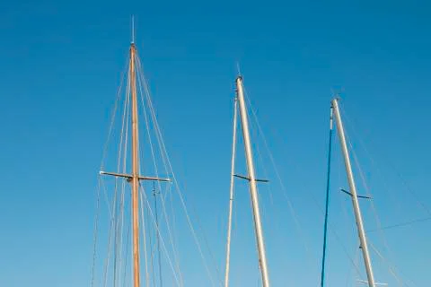 Masts of sailing yachts Stock Photos