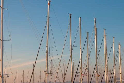 Masts of sailing yachts Stock Photos