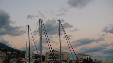 Masts of the ships sway in the wind Stock Footage 176348295