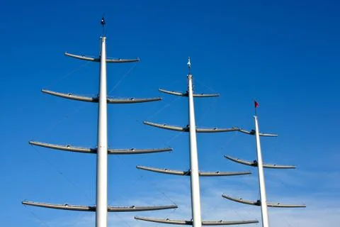 Masts with square sails Фото