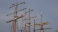 Masts of three tall ships in the Hamburg harbour HD Footage