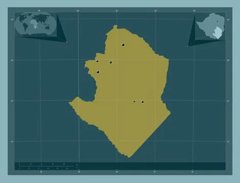 Masvingo, Zimbabwe. Solid color shape. Locations of major cities of the regio 스톡 일러스트