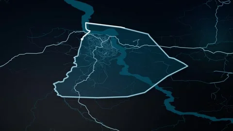 Matadi Democratic Republic of the Congo Glowing Digital Map Animation 4K Видео 340018073