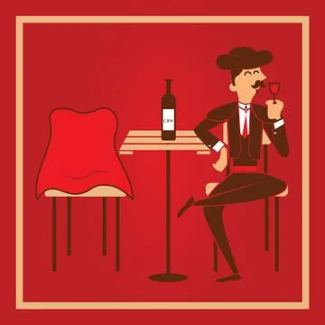 Matador relaxed drinking wine. Vector illustration Stock Illustration