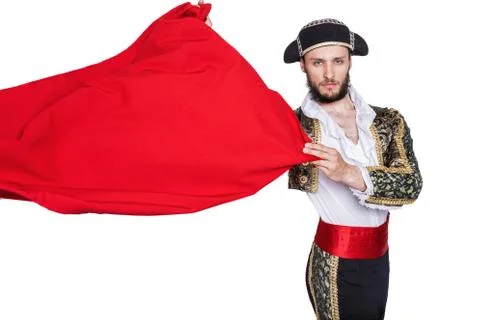 Matador throwing a red cape Foto stock