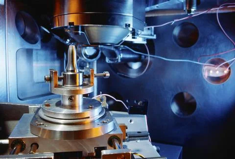 Matal workpiece under the electron microscope Stock Photos