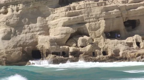 Matala caves Stock Footage 68971214