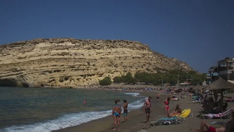 Matala's beach, Crete Video stock 80371041