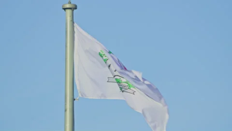 Matane flag alone in wind blue sky Vídeo Stock 258276101
