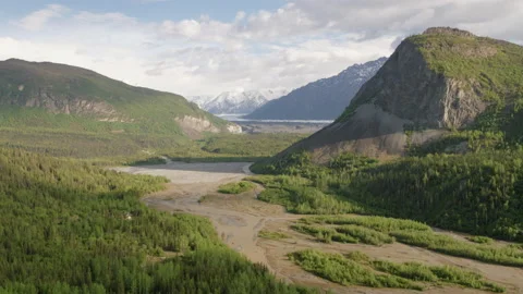 Matanuska River flowing through the Matanuska Valley region of Alaska Video stock 230949214