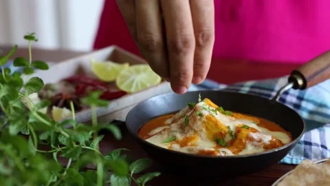 Matar Paneer curry recipe made using cottage cheese Stock Footage 146525735