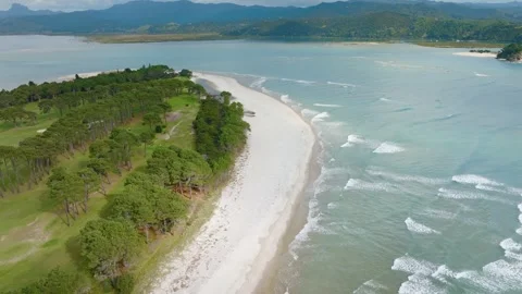 Matarangi beach settlement, coromandel peninsula, New Zealand Stock Footage 194904036