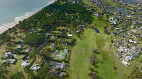 Matarangi beach settlement, coromandel peninsula, New Zealand Stock Footage 194904571