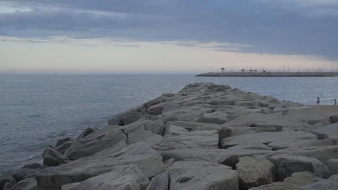 Mataro beach, Barcelona. Panoramic view Stock Footage 108060202