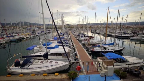 MATARO, SPAIN - MAY 19, 2019: View of port on a day. Stock Footage 108278170