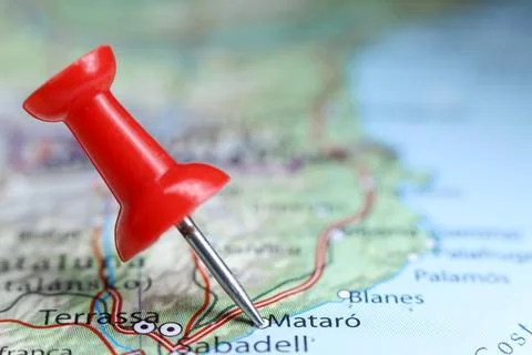 Mataro, Spain pin on map Stock-Fotos