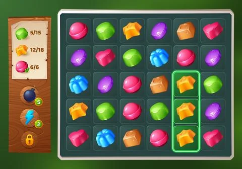 Match 3 candy game ui interface background Ilustración de archivo