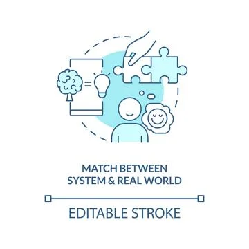 Match between system and real world turquoise concept icon 스톡 일러스트