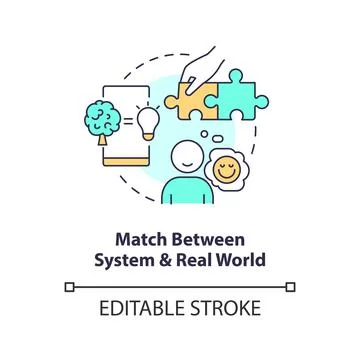 Match between system and real world concept icon Stock Illustration