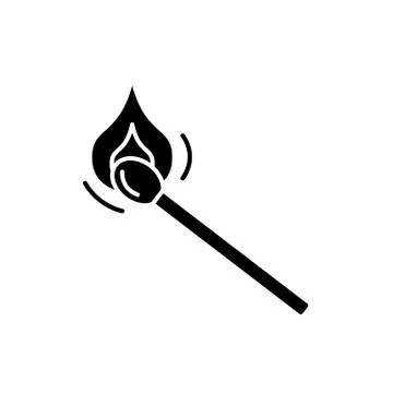 Match black icon, vector sign on isolated background. Match concept symbol Illustrazione stock