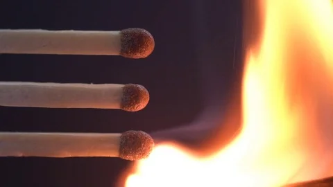 Match burning slow motion video Stock-Footage 129877277