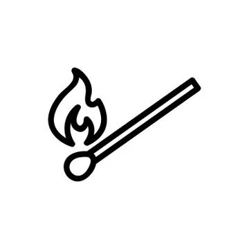 The match burns the icon vector. Isolated contour symbol illustration Stock Illustration