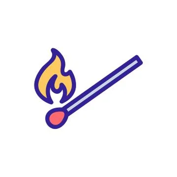 The match burns the icon vector. Isolated contour symbol illustration Illustrazione stock