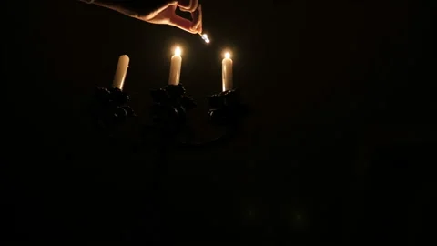 Match Candle Light. The Candles In A Candlestick Stock Footage 97997407