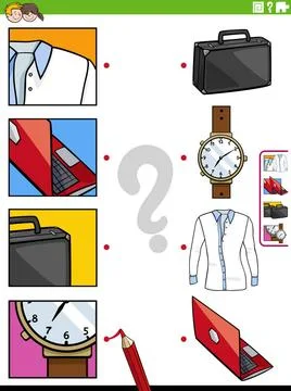 Match cartoon objects and clippings educational activity Cartoon illustrat... Stock Photos