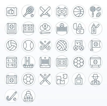 Match Comprehensive Vector Bundle with 32 Pixel Aligned Thin Line High Reso.. Stock Illustration