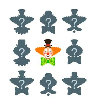 Match the correct clown shadow puzzle game Ilustração Stock